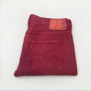 Levis 501 Jeans Mens 36x29 Red Mid Rise Cotton Denim Button Fly Original